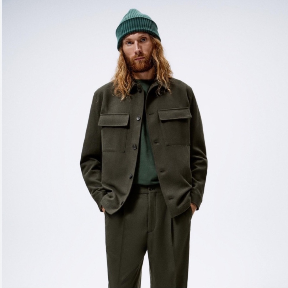 Zara Green Button Up Over Shirt